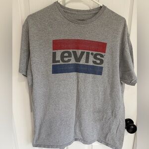 Levi's Gray Short Sleeve Tee with Red & Blue Stripe Logo
